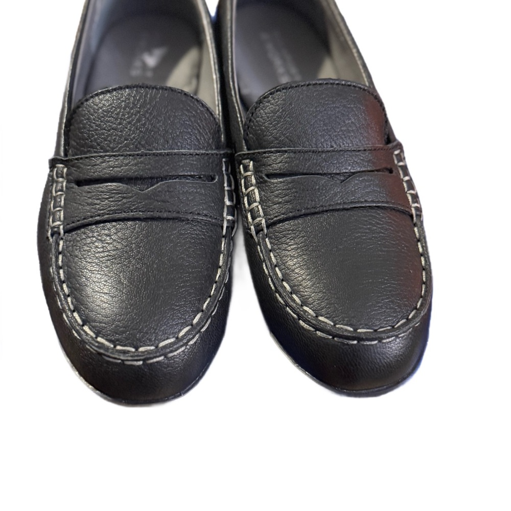 Rockport Women’s Works Top Shore Steel Toe Black Leather Penny Loafers NWOT